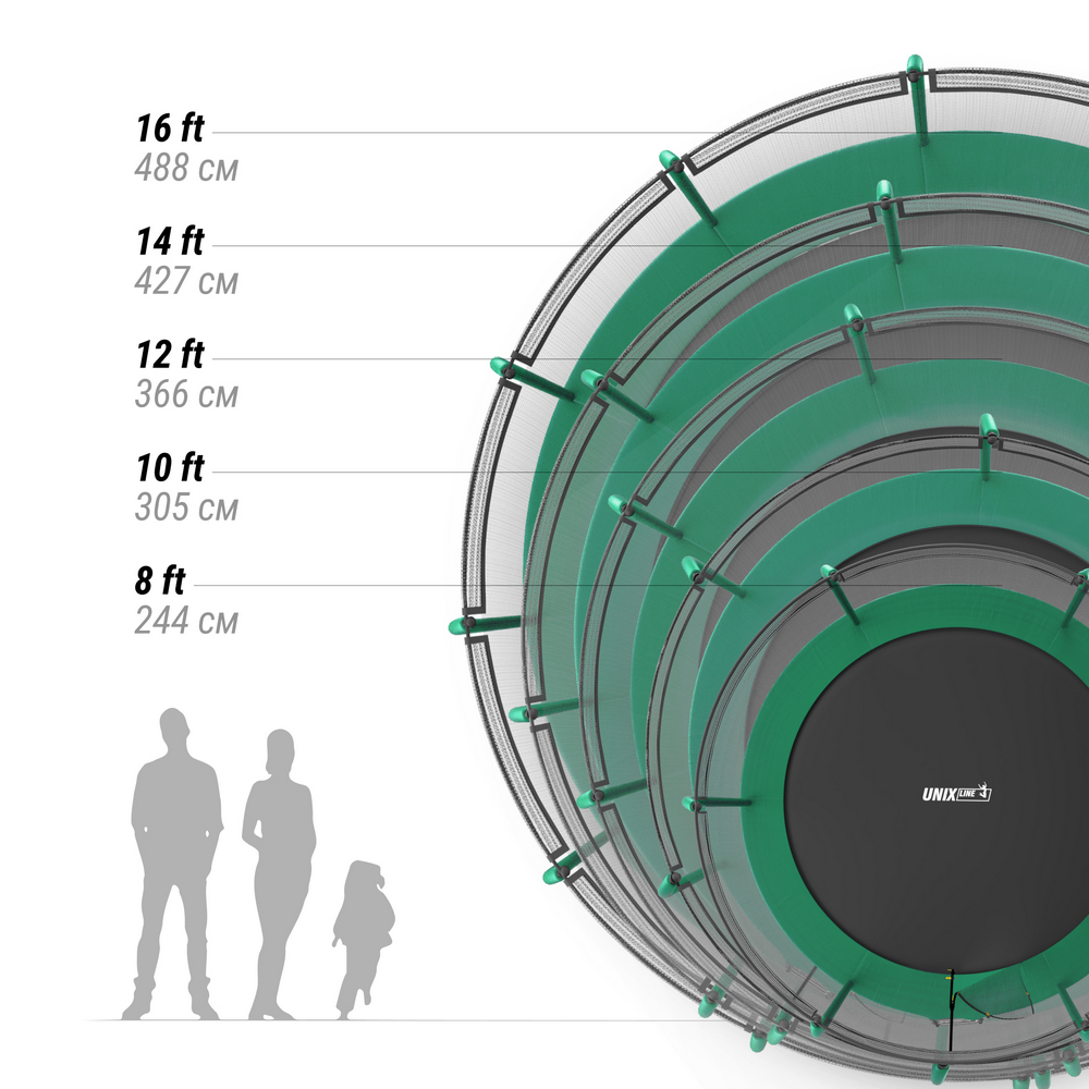 Батут Unix Line SUPREME BASIC 12 ft (green) TRUSUB12G 1000_1000